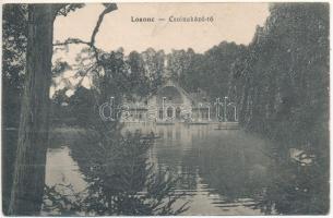 1914 Losonc, Lucenec; Csónakázó tó. Greiner Simon kiadása / lake, rowing boats (ázott / wet damage)