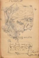 Cca. 1888 Emlékalbum. Dolfel Hermin névvel, rajzokkal, versekkel, viseletes állapotban, 21x15cm