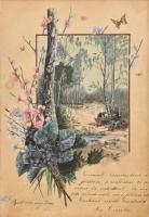 Cca. 1888 Emlékalbum. Dolfel Hermin névvel, rajzokkal, versekkel, viseletes állapotban, 21x15cm