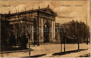 1917 Belgrade, Beograd; Bahnhof / railway station / vasútállomás. Vasúti levelezőlapárusítás