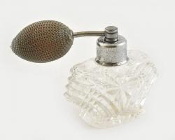 Cseh kristály parfümös üveg, jelzett, nincs kipróbálva, m: 8,5 cm