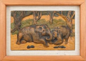Elefántos kerámia falikép, 14x22cm
