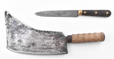 Kovácsolt, bárd és kés, h: 26-33cm