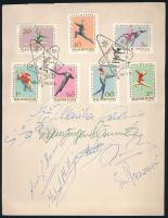 1963 Jégtánc Európa bajnokság emléklap a sportolók aláírásaival / Autograph signature of European Ice dance contest 17x23 cm