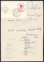 1964 I Teke Európa bajnokság emléklap a sportolók aláírásaival / Autograph signature of European bowling championship contestants