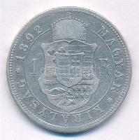 1892KB 1Ft Ag "Ferenc József / Fiume címer" T:3 patina Hungary 1892KB 1 Forint Ag "Fr...