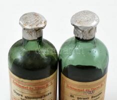 Schimmel és Társa Rt. Bp.-Rákosfalva (illóolaj és vegyészeti gyár), parfüm alapanyag, 2 üveg, címere...