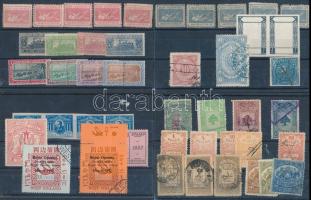 Vegyes külföldi országok összeállítása: Szudán, Libanon, Oroszország, Chile, Bosznia-Hercegovina 1920-1940 Kis tétel, összesen 46 db nem postai bélyeg 4 db stecklapon, benne okmánybélyegek, vasúti bélyegek, katonai távirda, érdekességek, középen fogazott bélyegek, levélzárók, fázisnyomat, orosz rendőrségi bélyeg, stb. (néhány bélyegen törés / a few stamps folded )