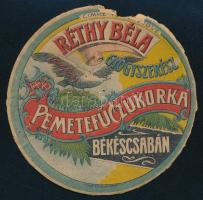 cca 1930 Réthy Béla békéscsabai gyógyszerész pemetefű cukorka papírdoboz fedele, litografált, szélén kis hiánnyal, d: 7,5 cm