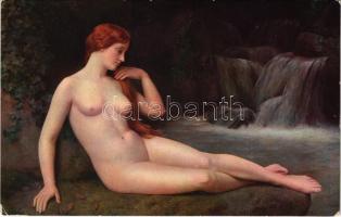 La Source / Die Quellé / The Spring. Erotic nude lady art postcard. Salon de 1914. Société des Artistes Francais ND Phot. s: Marius Vasselon (EK)