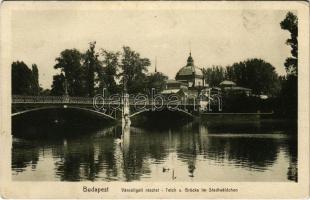 1911 Budapest XIV. Városligeti tó (ragasztónyom / glue mark)