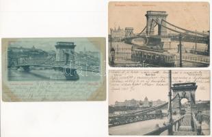 Budapest, Lánchíd - 5 db régi képeslap / 5 pre-1915 postcards