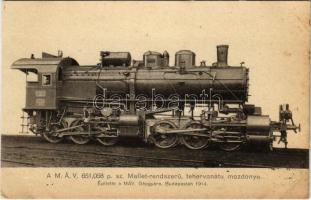 Magyar Királyi Államvasutak (MÁV) 651,058. p. sz. Mallet-rendszerű tehervonatú mozdonya. A Gőzmozdony kiadása / Hungarian State Railways locomotive