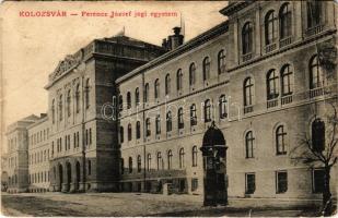 1910 Kolozsvár, Cluj; Ferenc József jogi egyetem, hirdetőoszlop / University of Law, advertising column (fa)