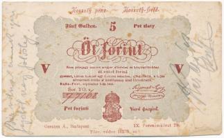 1900. 5 Forintos Kossuth bankót ábrázoló hosszúcímzéses képeslap