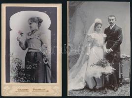 cca 1880-1900 Női divat 4 db kabinet fotó klf magyar műtermekből 11x17 cm