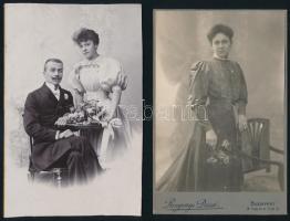 cca 1880-1900 Női divat 4 db kabinet fotó klf magyar műtermekből 11x17 cm