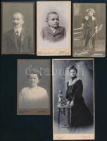 cca 1880-1900 6 db vizitkártya és kabinet fotó klf magyar műtermekből