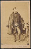 cca 1870 Szombathelyi nemes úr díszmagyarban Knebel Ferencz (1835-1911) szombathelyi fényképész műtermében készült, keményhátú vintage vizitkártya 6x10 cm