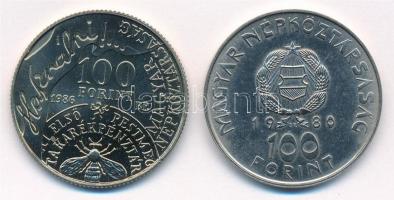 1986. 100Ft alpakka "Fáy András" + 1980. 100Ft Ni "Szovjet-magyar közös űrrepülés&quo...