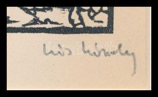Kós Károly (1883-1977): Fogaras. Linómetszet, papír, utólagos jelzéssel, paszpartuban, 11×11 cm