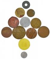 12db-os bárca-, játékpénz-, zseton- és tokentétel, közte ~1948. 1 P C / Baromfiértékesítő Nemzeti Vállalat Al bárca T:2-3