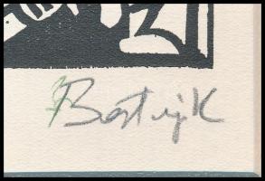 Bortnyik Sándor (1893-1976): Kiáltás, linómetszet, papír, utólagos jelzéssel, paszpartuban, 11,5×8 c...