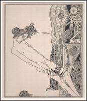 Kozma Lajos (1884-1948): Hínár. Cinkográfia, papír, jelzett a cinkográfián, paszpartuban, 19,5×16,5 ...