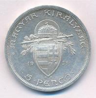 1938. 5P Ag "Szent István" T:2 karc Adamo P8.1