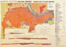 1974 A Mátra hegység földtani térképe, Magyar Állami Földtani Intézet, hajtva, a hajtások mentén néhány kis szakadással, 91x64 cm