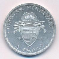 1938. 5P Ag "Szent István" T:2 kis patina Adamo P8.1