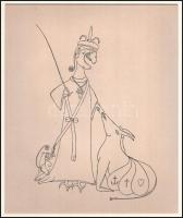 Jelzés nélkül: Kecske és király, nyomat, paszpartuban, 24×19,5 cm