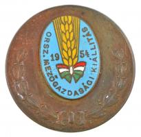 1954. Országos Mezőgazdasági Kiállítás 1954 részben zománcozott Br jelvény (40mm) T:2 hátlapon hiányos rögzítés