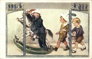 Little soldier on rocking horse