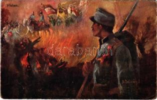 Vision / Osztrák-magyar katona / WWI Austro-Hungarian K.u.K. military art postcard. B.K.W.I. 259-45. s: Bélaváry (EK)