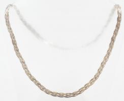 Ezüst(Ag) négyszálas fonott nyaklánc, jelzett, h: 50 cm, nettó: 10,9 g
