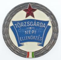 ~1960-1980. Törzsgárda - Népi Ellenőrzés ezütözött, zománcozott Br plakett (50mm) T:2