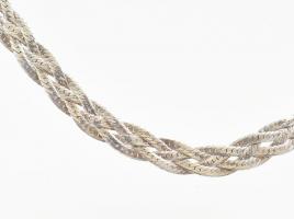 Ezüst(Ag) négy szálas fonott kígyó nyaklánc, jelzett, h: 43,5 cm, nettó: 11,9 g