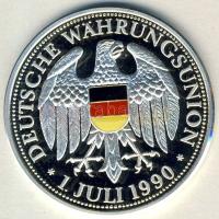 NSZK 1990 "Egységes német pénz" Ag 15,1g multicolor emlékérem T:PP