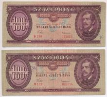 1957. 100Ft (5x) T:III,III- közte szép papír
Adamo F29