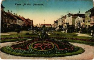 1916 Kassa, Kosice; Fő utca, park / main street, park (b)