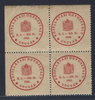 Ungvár 1942 "Közellátási ügyosztály" zárópecsét négyestömb