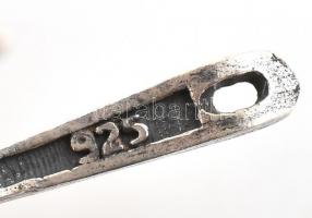 Ezüst(Ag) fülbevalópár borostyánnal, jelzett, h: 3,5 cm, bruttó: 11,82 g