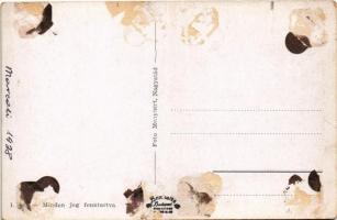 1938 Nagyatád, Honvéd laktanya, Hősök emlékműve, Országzászló. Foto Menyhért (ragasztónyom / glue ma...