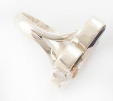 Ezüst(Ag) gyűrű gyöngyház, citrin és ametiszt díszítéssel, jelzett, méret: 53, bruttó: 7,86 g