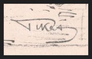 1904 Tikáts Adolf (1872-?) Bp. I. Tabáni részlet Litográfia. Papír. 16x19 cm