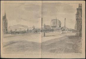 cca 1900 Tikáts Adolf (1872-?) 5 db litográfia a Budapesti 1876-ois árvízről. Jelzettek a dúcon 17x2...