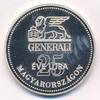 DN Generali - 25 éve újra Magyarországon / Alapítva 1831 peremén jelzett Ag emlékérem (34,15g/0.925/42,5mm) T:PP ujjlenyomat