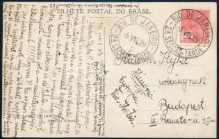 1933 Lyka Antal (1908-1976) FTC labdarúgó saját kézzel írt lapja Rio de Janeiroból/ Hungarian football players autograph postcard from Brasil