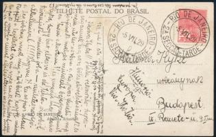 1933 Lyka Antal (1908-1976) FTC labdarúgó saját kézzel írt lapja Rio de Janeiroból/ Hungarian football player's autograph postcard from Brasil